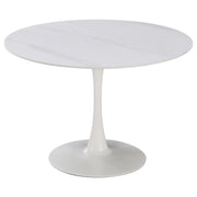 Dimo Parker Tavolo Rotondo D 110 cm Ceramica Bianco Lucido