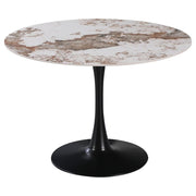Dimo Parker Tavolo Rotondo Ø 110 cm Ceramica Marrone Beige Lucido