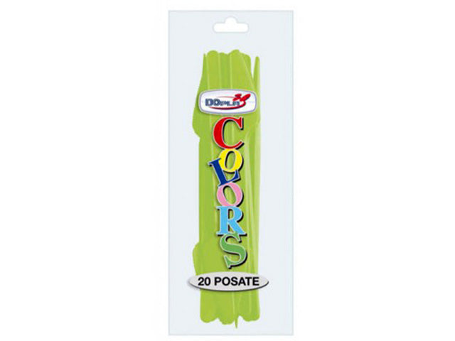 Coltelli monouso verde acido Dopla in plastica alimentare, conf. 20 pz: igienici, pronti all'uso. Ideali per feste, picnic e catering.