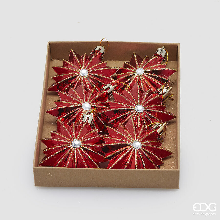 edg enzo de gasperi edg enzo de gasperi addobbo astro di natale d 7 cm cf 6 pz red gold ean 8059824522689