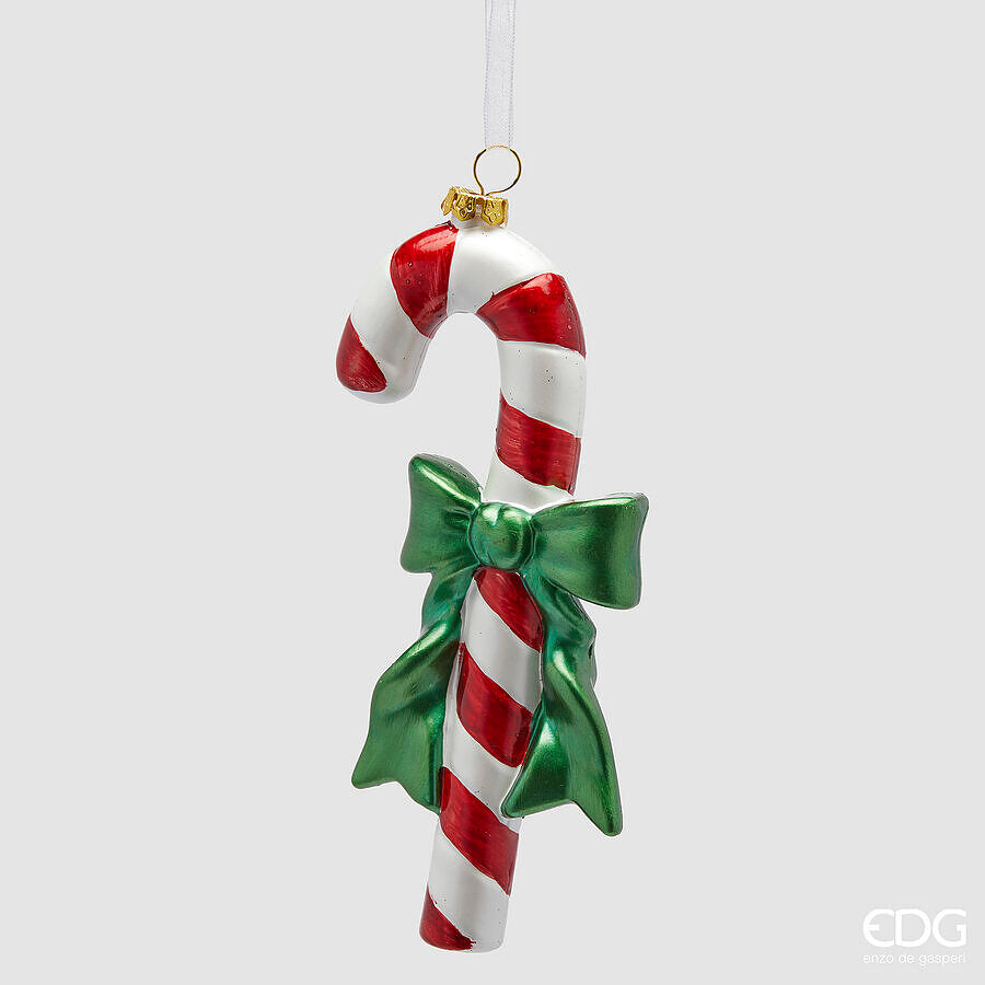 edg enzo de gasperi edg enzo de gasperi addobbo di natale candy cane h 17 cm con fiocco green red ean 8059824537508