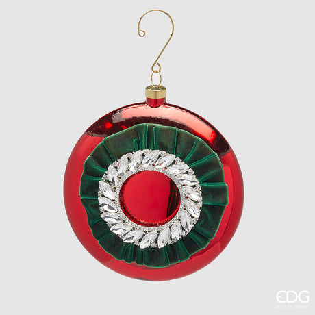 edg enzo de gasperi edg enzo de gasperi addobbo medaglione di natale strass d 12 cm l 5 cm vetro red ean 8059824395382