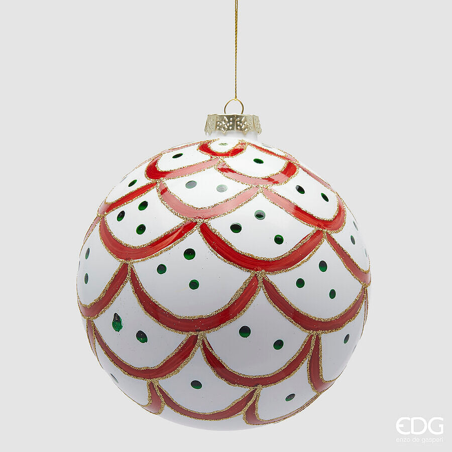 edg enzo de gasperi edg enzo de gasperi addobbo palla balze di natale d 15 cm white red 1 pz ean 8059824568458