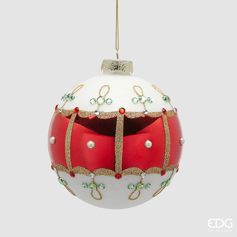 edg enzo de gasperi edg enzo de gasperi addobbo palla fascia deco di natale d 12 cm white red ean 8059824568717