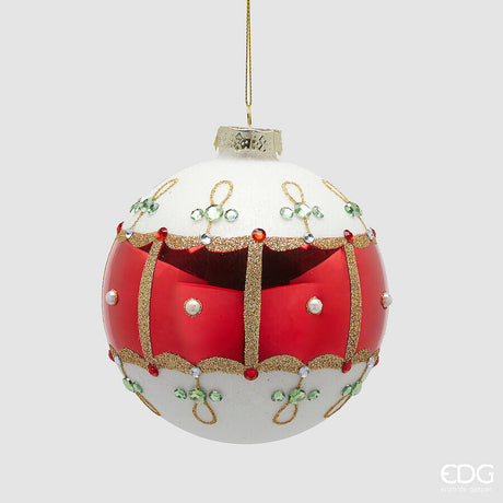 edg enzo de gasperi edg enzo de gasperi addobbo palla fascia deco di natale d 12 cm white red ean 8059824568717