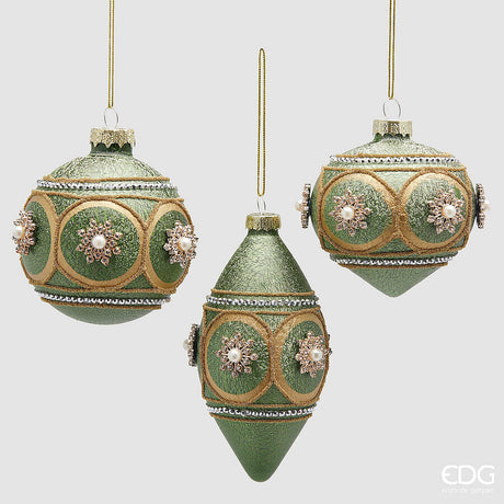 edg enzo de gasperi edg enzo de gasperi addobbo palla trottola fuso di natale zarina ass d 8 cm green gold 1 pz ean 8059824529428