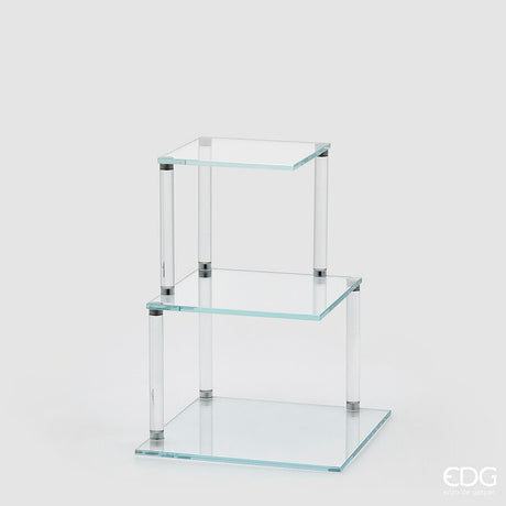 edg enzo de gasperi edg enzo de gasperi alzata decorativa splendor quadrata 3 piani h 38 cm l 30 cm l 30 cm vetro natural ean 8059824514981