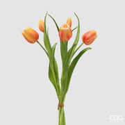 EDG Enzo De Gasperi Bouquete Tulipano Chiuso X4 H 40 Cm con Bocciolo Arancione