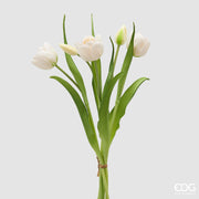 EDG Enzo De Gasperi Bouquete Tulipano Chiuso X4 H 40 Cm con Bocciolo Bianco