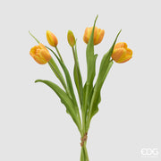 EDG Enzo De Gasperi Bouquete Tulipano Chiuso X4 H 40 Cm con Bocciolo Giallo Arancione