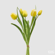 EDG Enzo De Gasperi Bouquete Tulipano Chiuso X4 H 40 Cm con Bocciolo Giallo