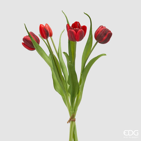 edg enzo de gasperi edg enzo de gasperi bouquete tulipano chiuso x4 h 40 cm con bocciolo rosso grenat ean 8059824612786