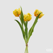 EDG Enzo De Gasperi Bouquete Tulipano Parrot X3 H 40 Cm con Bocciolo Giallo
