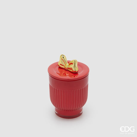 edg enzo de gasperi edg enzo de gasperi candela di natale fiocco con vaso h 11 cm d 7 cm berry fruit rosso oro ean 8059824543905