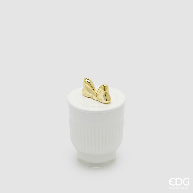edg enzo de gasperi edg enzo de gasperi candela di natale fiocco con vaso h 11 cm d 7 cm frangipani bianco oro ean 8059824543868