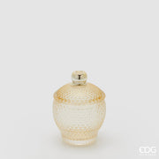 EDG Enzo De Gasperi Contenitore Decorativo Micro Quadretti Bombato H 11,5 Cm D 8,5 Cm Giallo