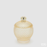 EDG Enzo De Gasperi Contenitore Decorativo Micro Quadretti Bombato H 14,5 Cm D 10,5 Cm Giallo