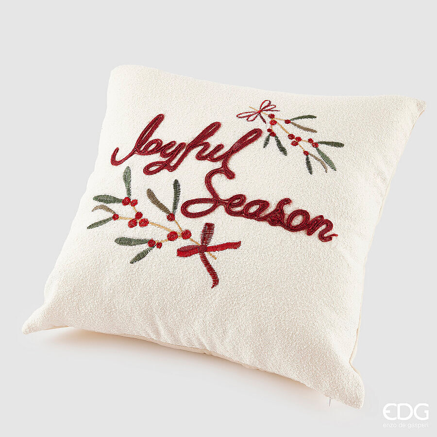 edg enzo de gasperi edg enzo de gasperi cuscino vischio e messaggio quadrato natalizio 45 x 45 cm bianco rosso ean 8059824549464