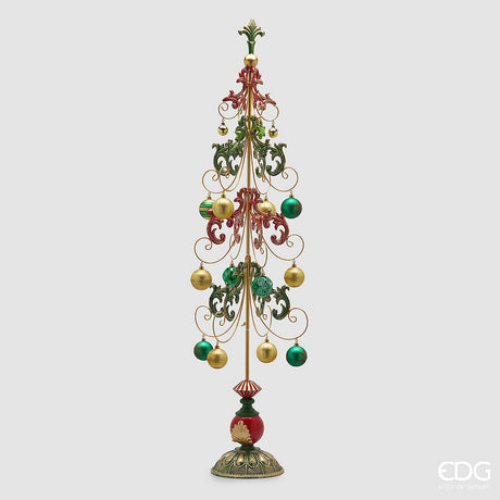 edg enzo de gasperi edg enzo de gasperi decoro albero di natale con decorazioni metallo h 125 cm green red ean 8059824542359