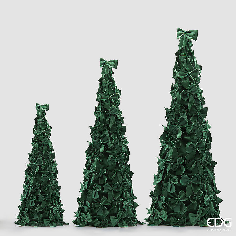 edg enzo de gasperi edg enzo de gasperi decoro cono con fiocchi di natale h 150 cm d 55 cm 3 pz green ean 8059824583970