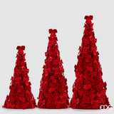 edg enzo de gasperi edg enzo de gasperi decoro cono con fiocchi di natale h 150 cm d 55 cm 3 pz red ean 8059824583963