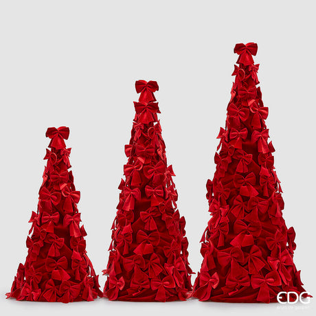 edg enzo de gasperi edg enzo de gasperi decoro cono con fiocchi di natale h 150 cm d 55 cm 3 pz red ean 8059824583963