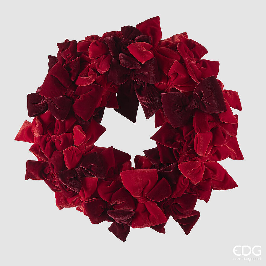 edg enzo de gasperi edg enzo de gasperi decoro corona d 60 cm fiocchi ghirlanda natalizia velluto rosso ean 8059824507075