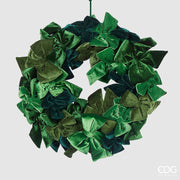 EDG Enzo De Gasperi Decoro Corona D 60 Cm Fiocchi Ghirlanda Natalizia Velluto Verde