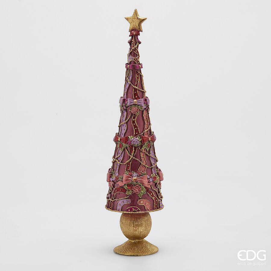 edg enzo de gasperi edg enzo de gasperi decoro decoglitter pino e fiocchi di natale h 47 cm d 115 cm poliresina rosa oro ean 8059824597793