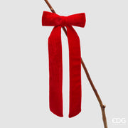 EDG Enzo De Gasperi Decoro Fiocco di Natale con Clip H 30 Cm L 13 Cm Velluto Rosso