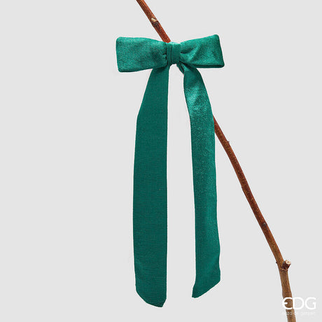 edg enzo de gasperi edg enzo de gasperi decoro fiocco di natale con clip h 30 cm l 13 cm velluto verde ean 8059824575852