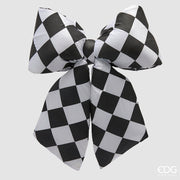 EDG Enzo De Gasperi Decoro Fiocco di Natale H 63 Cm L 62 Cm Velluto Bianco Nero