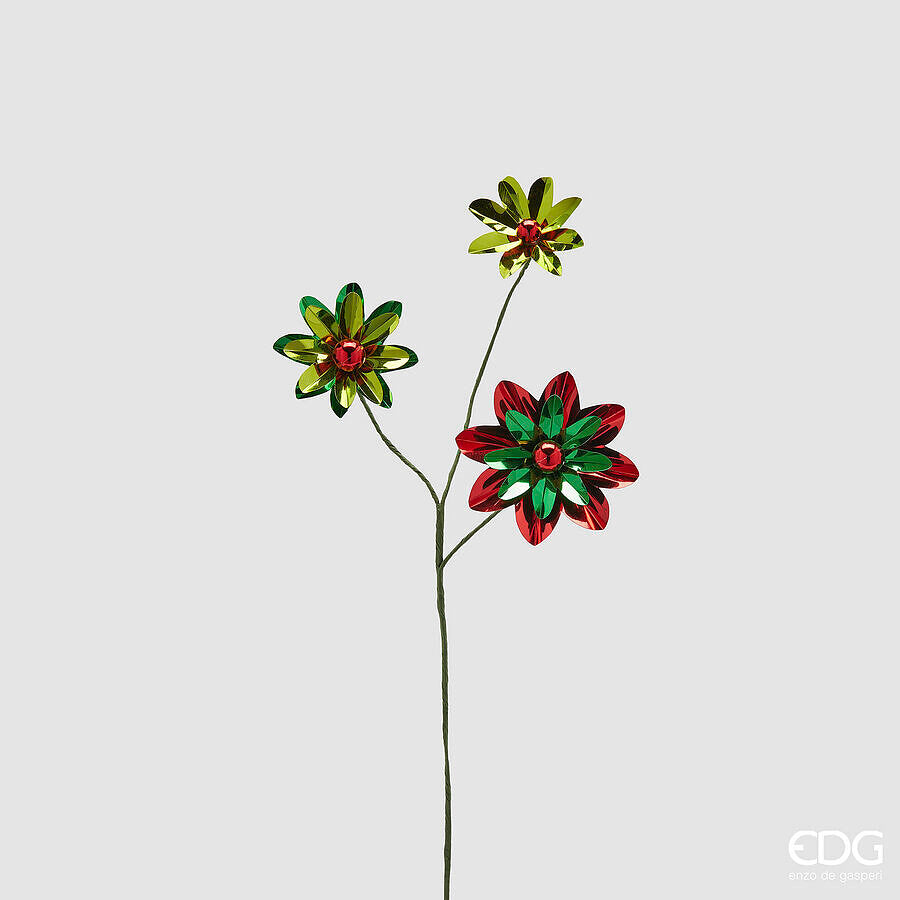 edg enzo de gasperi edg enzo de gasperi decoro natale gerbera metal ramo con 3 fiori h 46 cm verde rosso ean 8059824544186