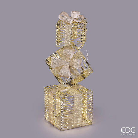 edg enzo de gasperi edg enzo de gasperi decoro natale pacco regalo stripes 600 microled h 95 cm l 30 cm l 30 cm ip44 gold ean 8059824546166