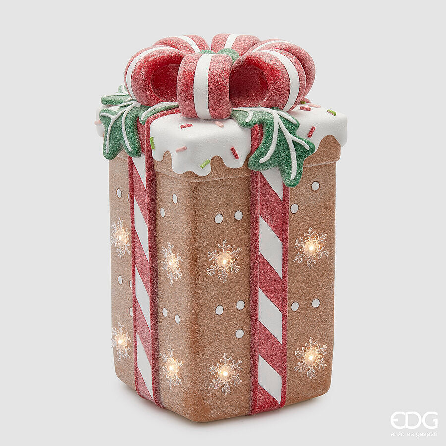 edg enzo de gasperi edg enzo de gasperi decoro pacco regalo marzapane natale led h 41 cm l 24 cm l 24 cm multicolo ean 8059824566966