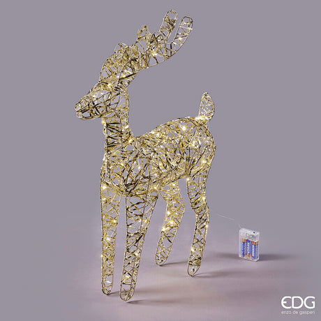 edg enzo de gasperi edg enzo de gasperi decoro renna di natale led intreccio 50 microled h 60 cm l 30 cm l 15 cm ip20 gold ean 8059824545909