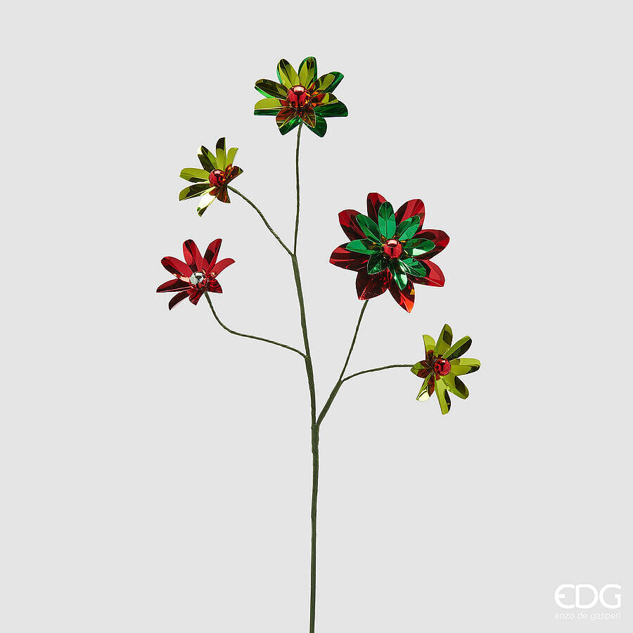 edg enzo de gasperi edg enzo de gasperi gerbera metal ramo x5 di natale h 56 cm green red ean 8059824544346