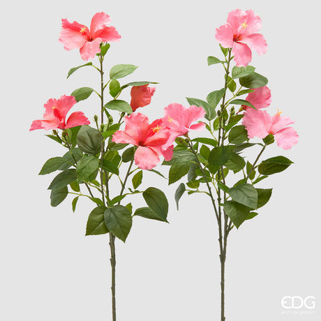 edg enzo de gasperi edg enzo de gasperi hibiscus ramo x4 con foglie pianta artificiale ass h 90 cm d 10 cm rosa chiaro o scuro 1 pz ean 8059824634405