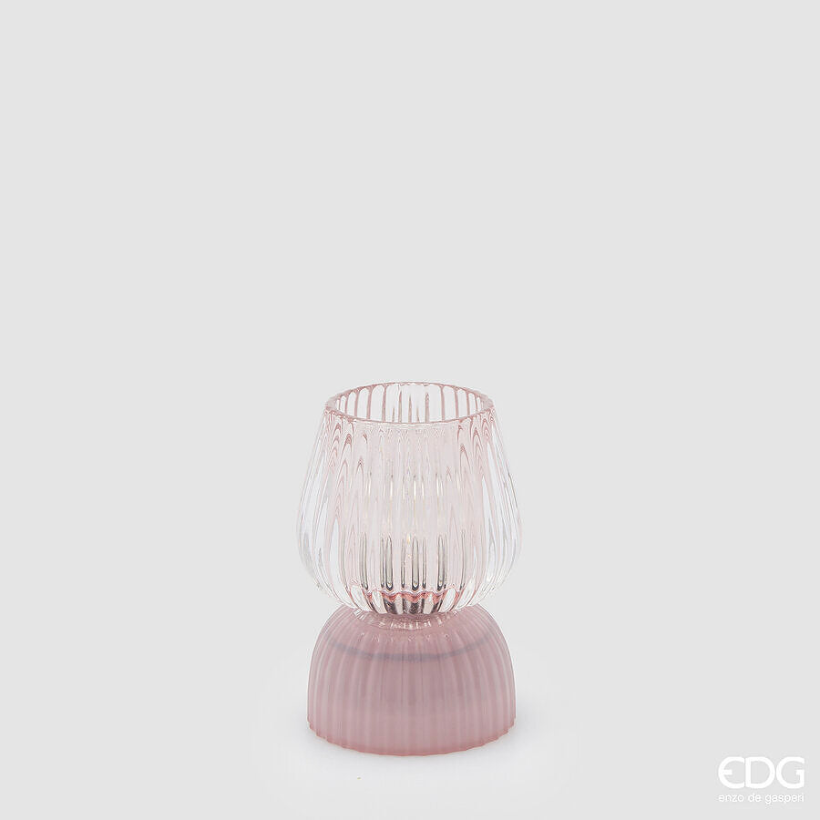 edg enzo de gasperi edg enzo de gasperi lampada da tavolo biforma a righe led h 13 cm d 9 cm ip20 rosa ean 8059824630377