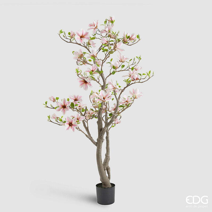 edg enzo de gasperi edg enzo de gasperi magnolia con foglie bocciolo e vaso h 180 cm pianta artificiale bianco rosa ean 8059824642097