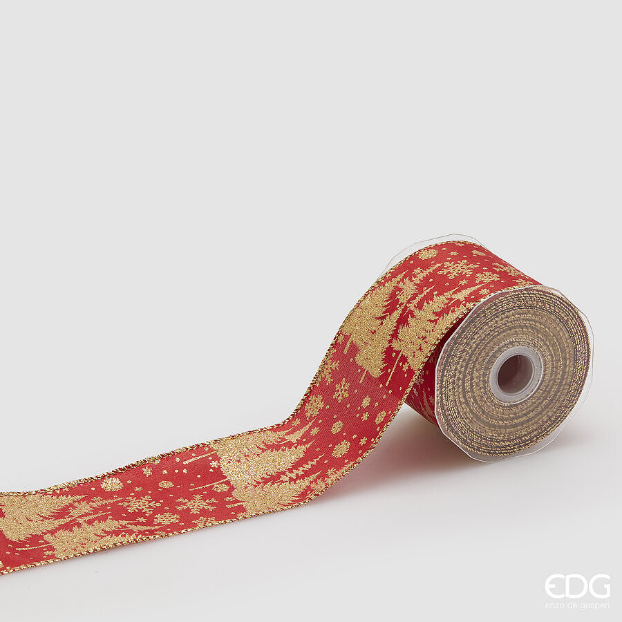 edg enzo de gasperi edg enzo de gasperi nastro pini natalizi h 65 cm l 10 mt rosso oro ean 8059824448675