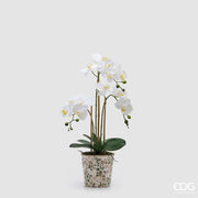 EDG Enzo De Gasperi Orchidea Phalaenopsis x3 con Bocciolo e Vaso Pianta Artificiale H 65 Cm Bianco