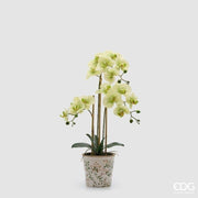 EDG Enzo De Gasperi Orchidea Phalaenopsis x3 con Bocciolo e Vaso Pianta Artificiale H 65 Cm Verde