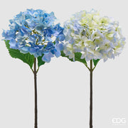EDG Enzo De Gasperi Ortensia Ramo con Foglie Ass. H 50 Cm Pianta Artificiale Blu Chiaro o Scuro 1 Pz