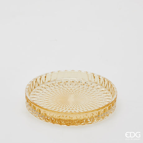 edg enzo de gasperi edg enzo de gasperi piatto decorativo micro quadretti rotondo h 25 cm d 16 cm vetro giallo ean 8059824610614