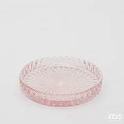 EDG Enzo De Gasperi Piatto Decorativo Micro Quadretti Rotondo H 2,5 Cm D 16 Cm Vetro Rosa