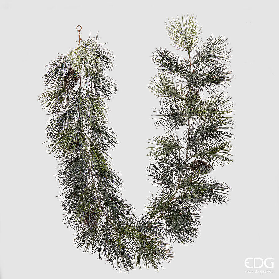 edg enzo de gasperi edg enzo de gasperi pino con pigne festone di natale innevato h 183 cm white green ean 8059824516480