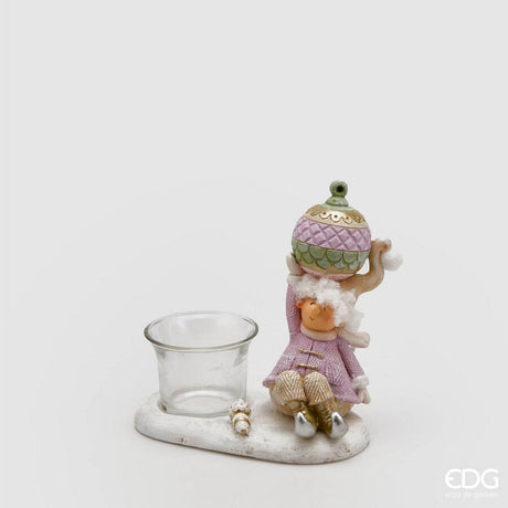 edg enzo de gasperi edg enzo de gasperi portacandela bimbo con decorazioni di natale h 14 cm scatola regalo green pink ean 8059824183415