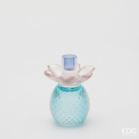 edg enzo de gasperi edg enzo de gasperi portacandela flower in vetro h 16 cm d 12 cm blu mix ean 8059824610355