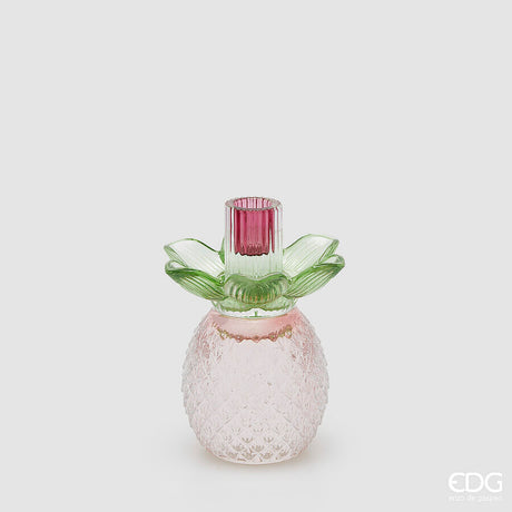 edg enzo de gasperi edg enzo de gasperi portacandela flower in vetro h 16 cm d 12 cm verde rosa ean 8059824630353